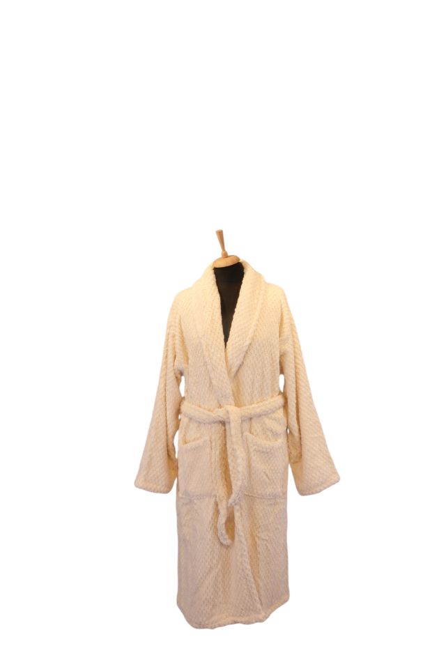 Turkish Bathrobe - Hand-Woven Turkish Cotton Cream Color Bathrobe