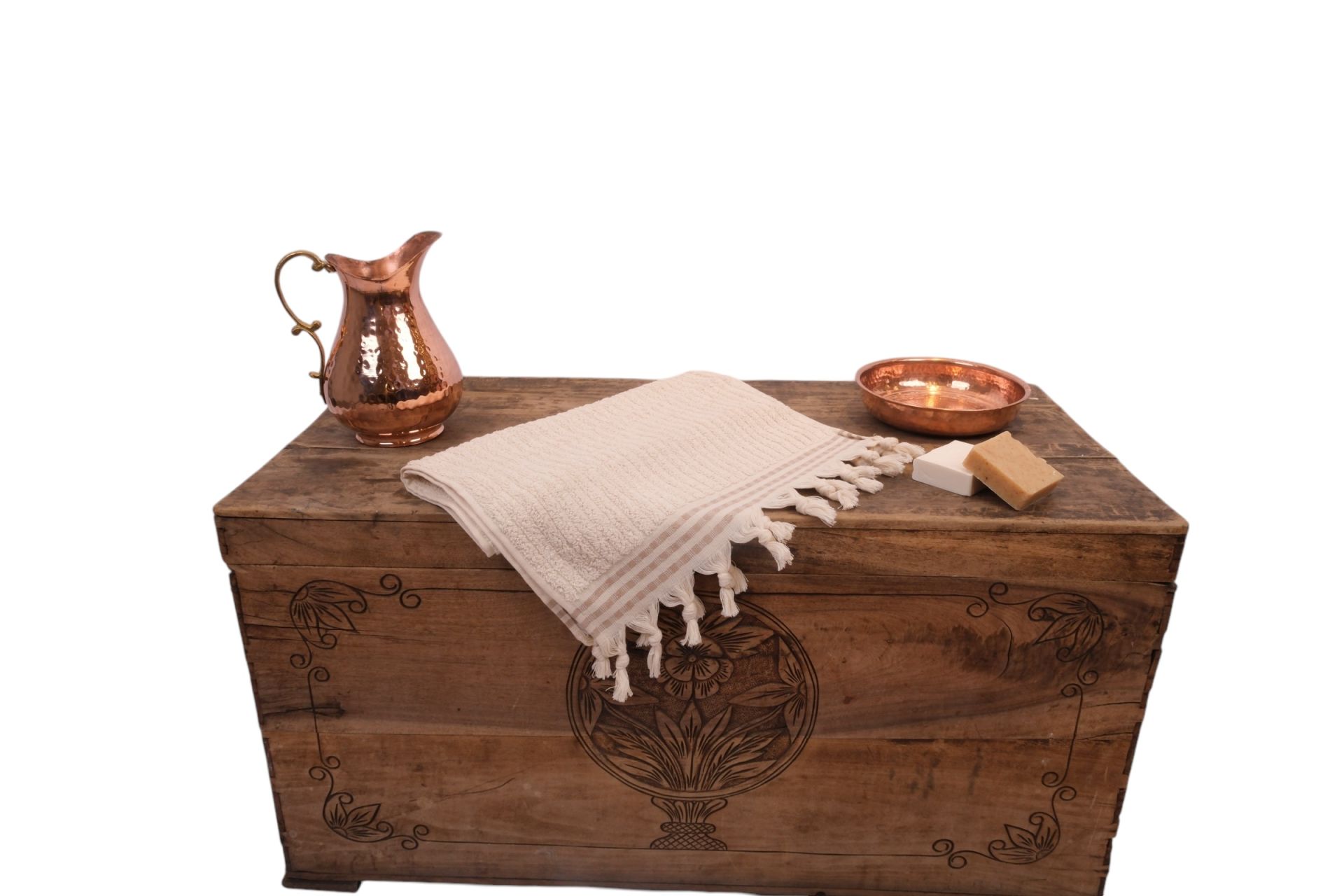 Hand-Woven Cotton Towel - Hand and Head Towel cream