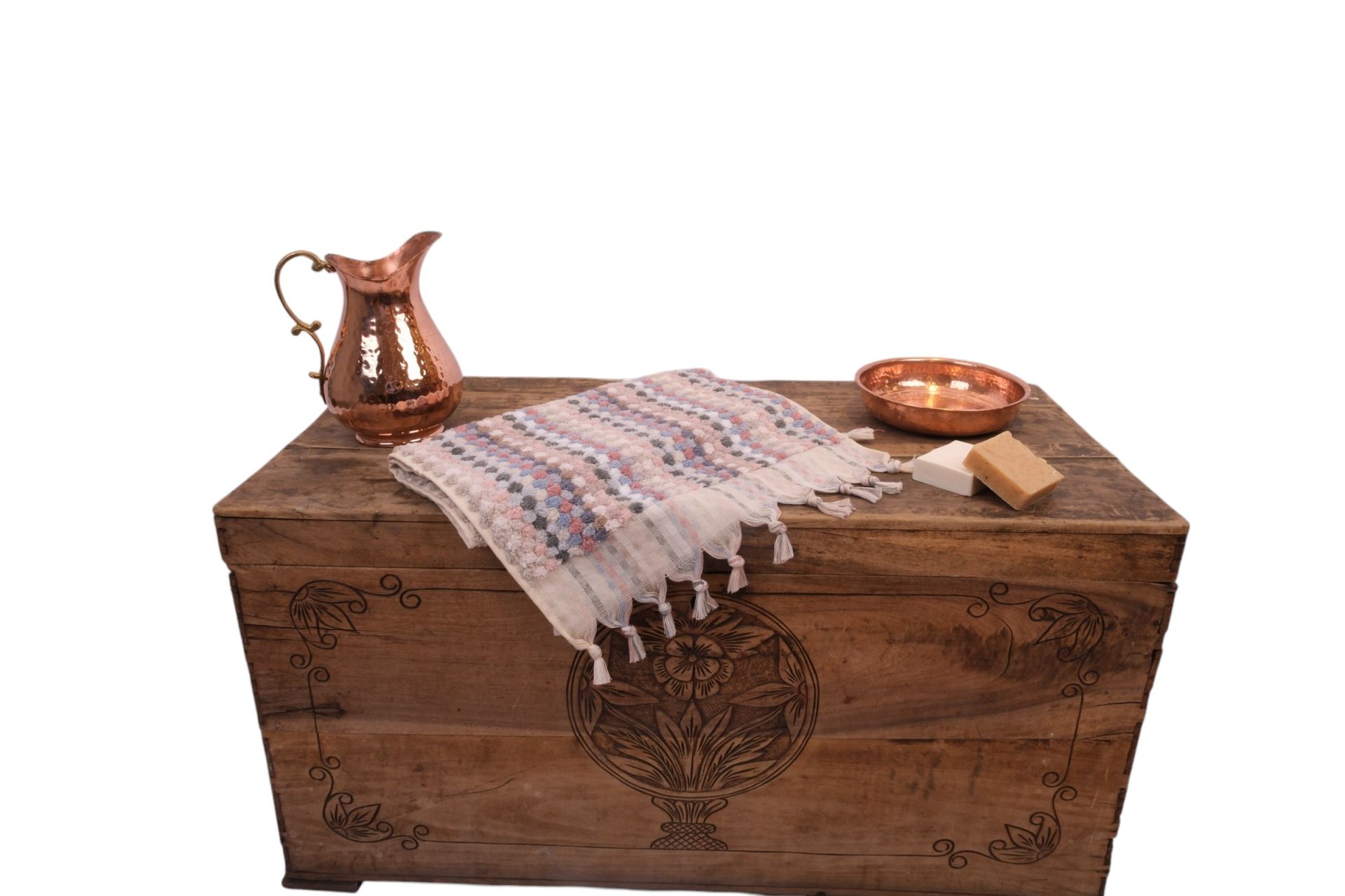 Hand-Woven Cotton Towel - Hand and Head Towel multicoloured grey