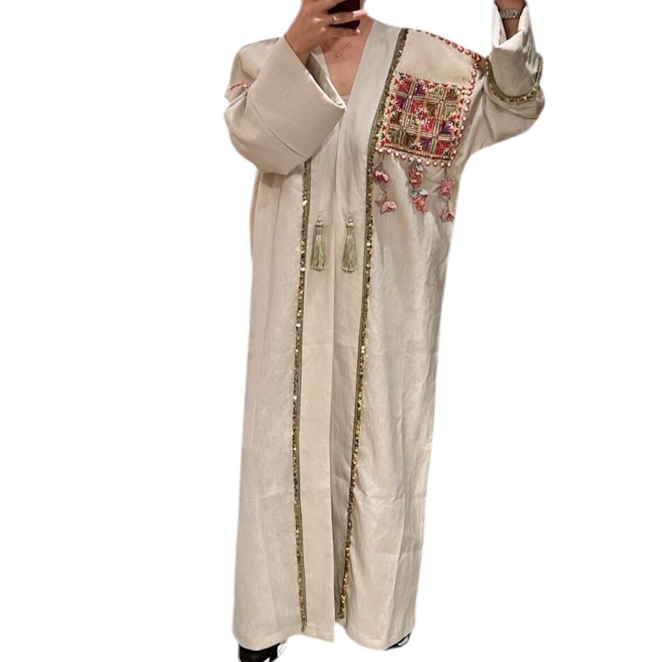 Beige Color Antique Piece Special Design  Abaya