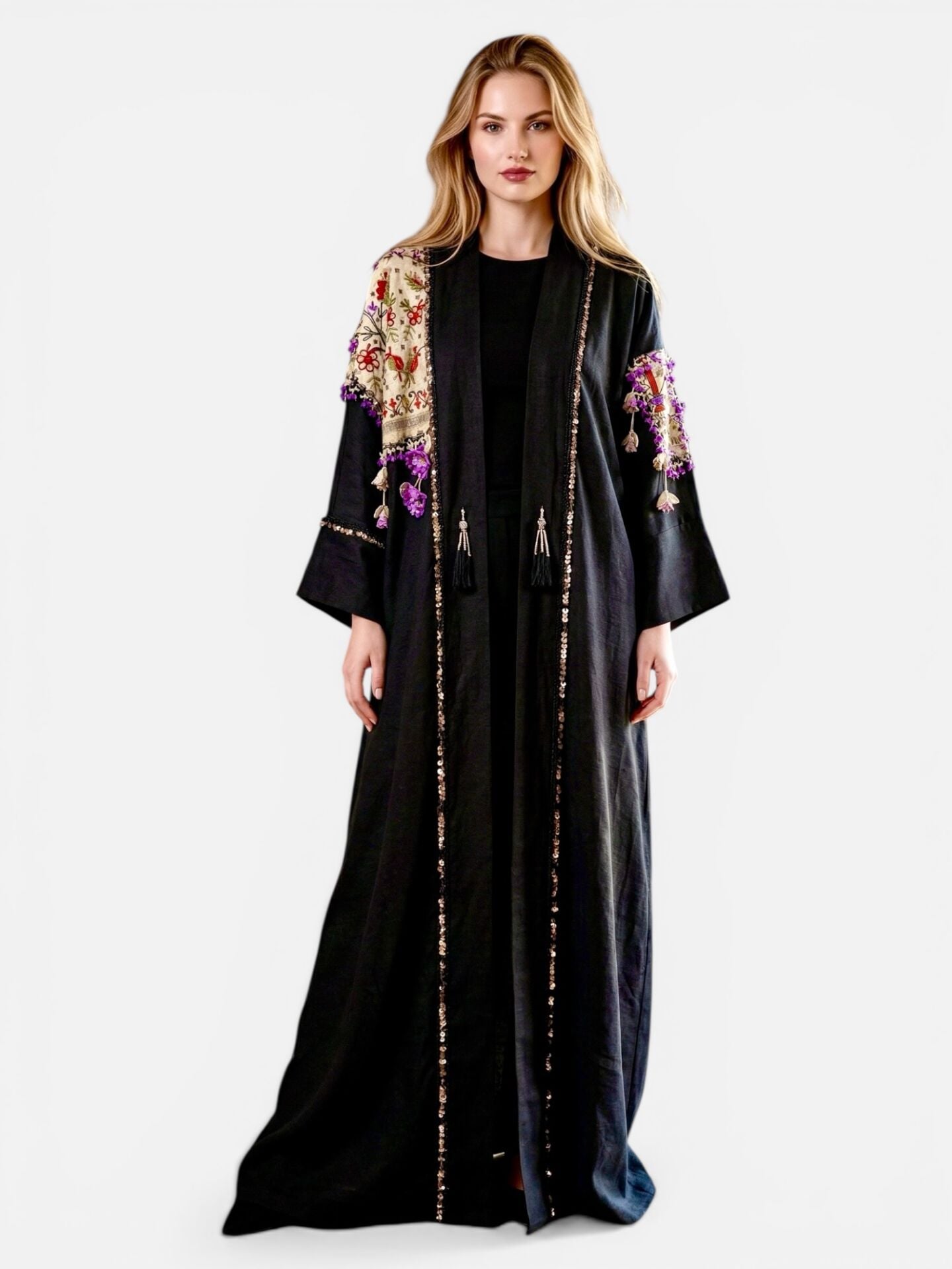 Antique Piece Black Special Design Abaya