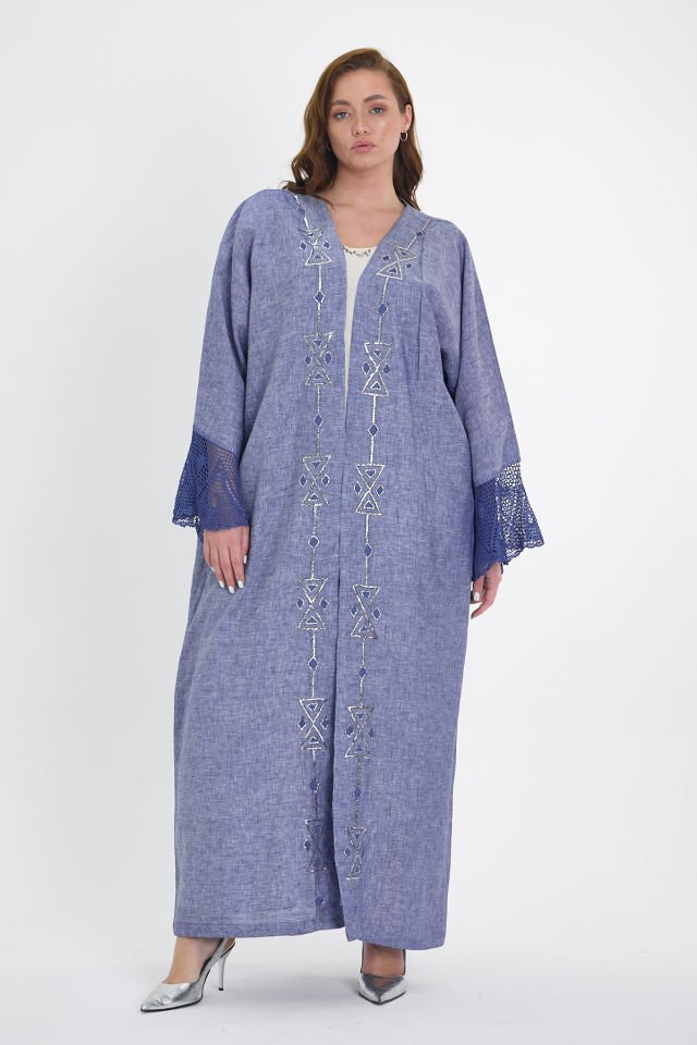 Blue Crochet and Sarma with Silver Thread Abaya
