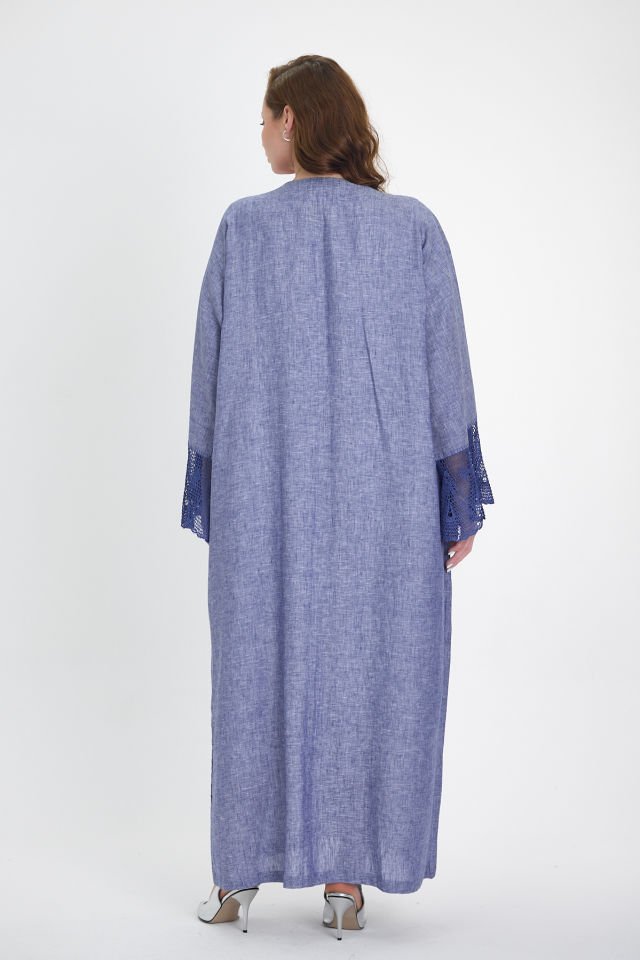 Blue Crochet and Sarma with Silver Thread Abaya