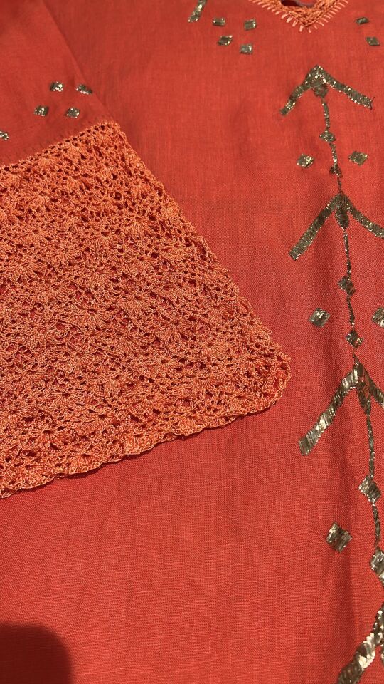 Crochet and Sarma with Silver Thread Color Dress