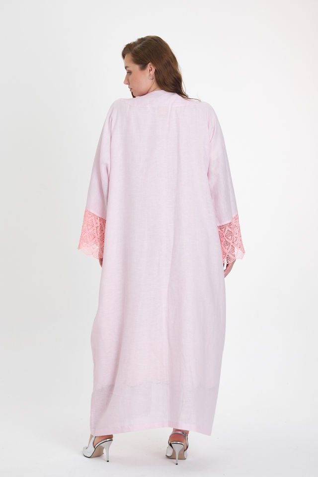 Pink Crochet and Sarma with Silver Thread Abaya