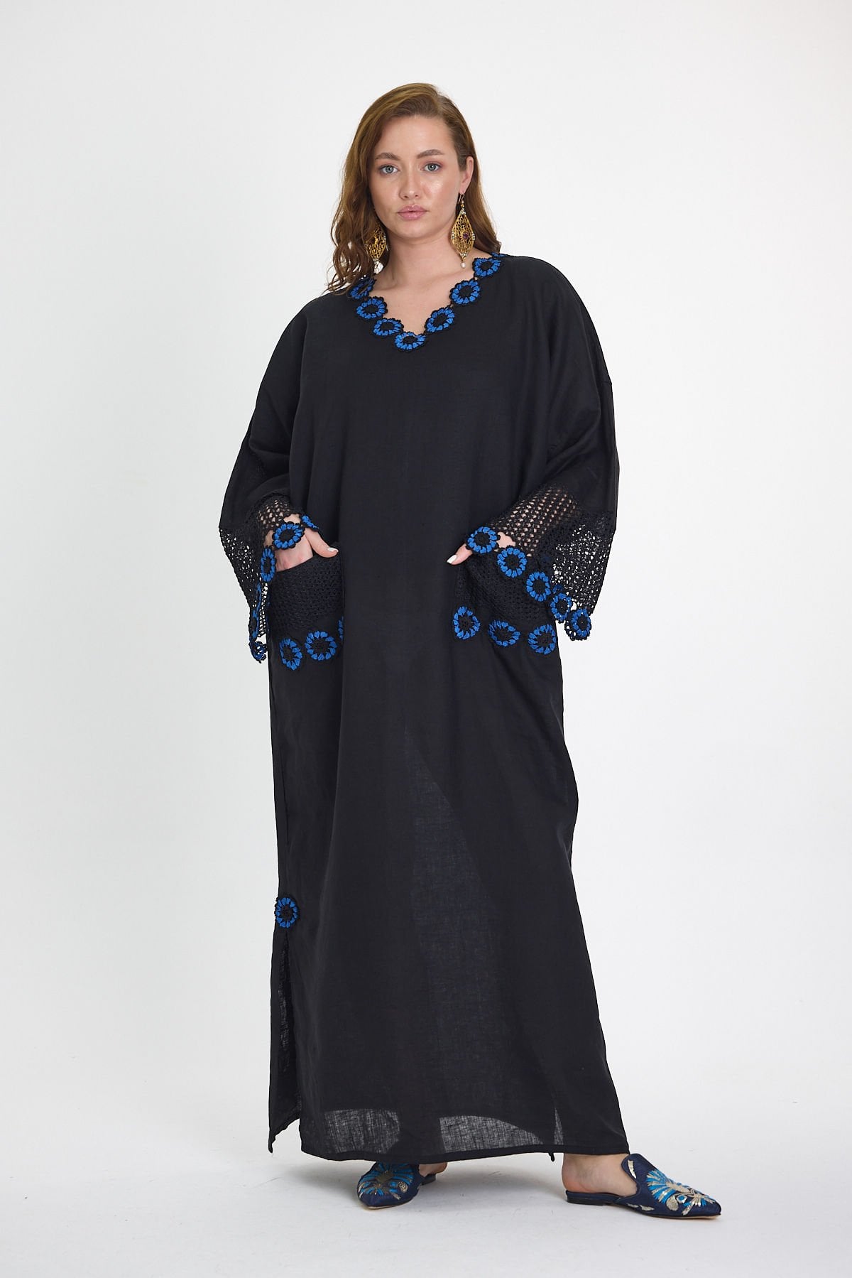 Silk Thread Crochet Embroidered Linen Dress