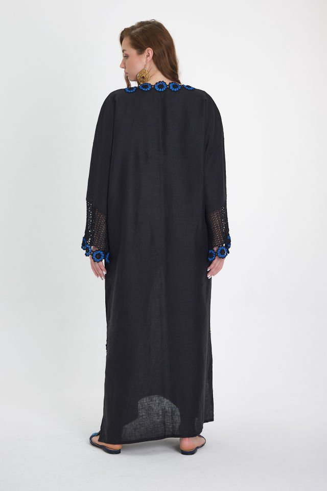 Silk Thread Crochet Embroidered Linen Dress