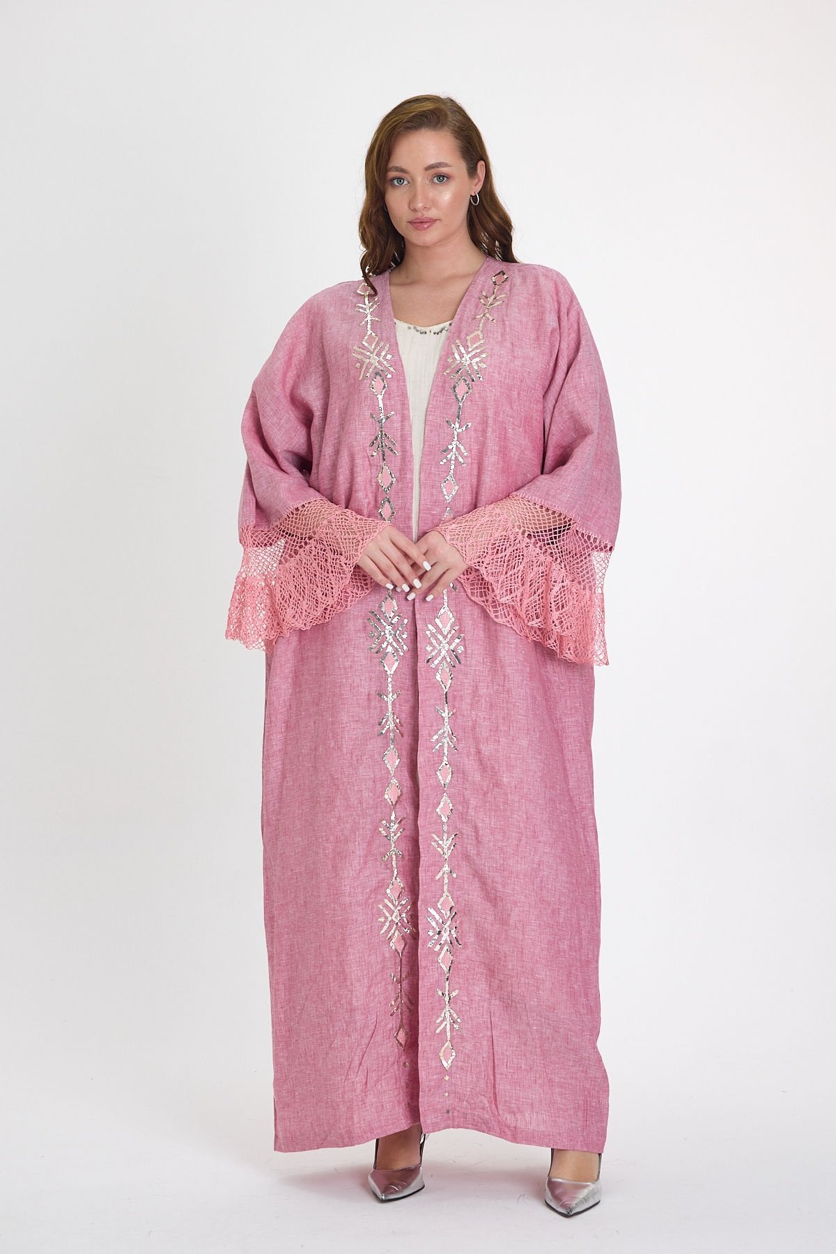 Crochet and Sarma with Silver Thread Abaya