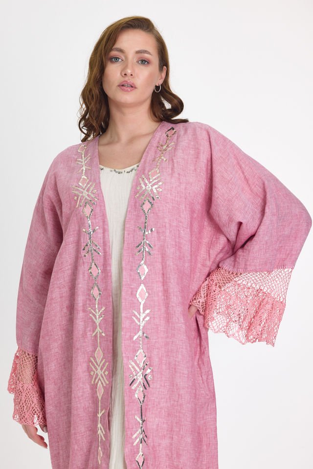 Crochet and Sarma with Silver Thread Abaya