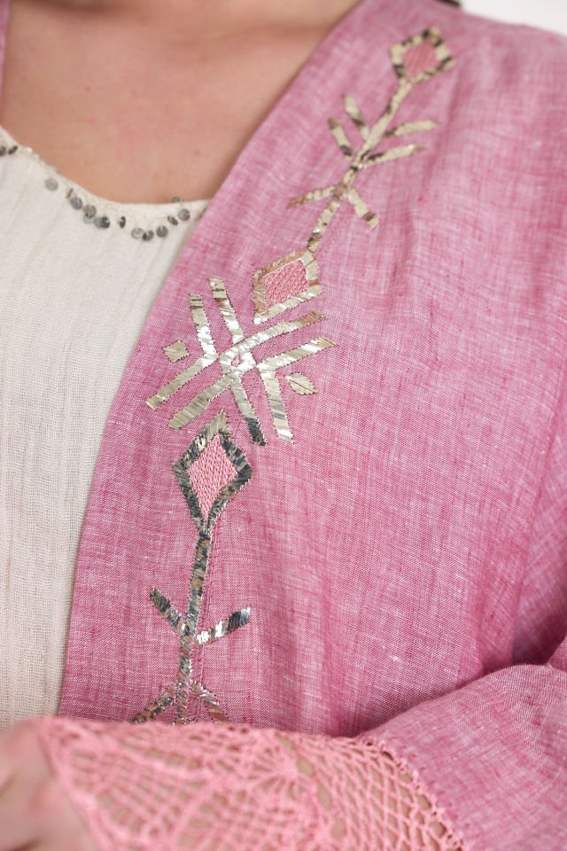 Crochet and Sarma with Silver Thread Abaya