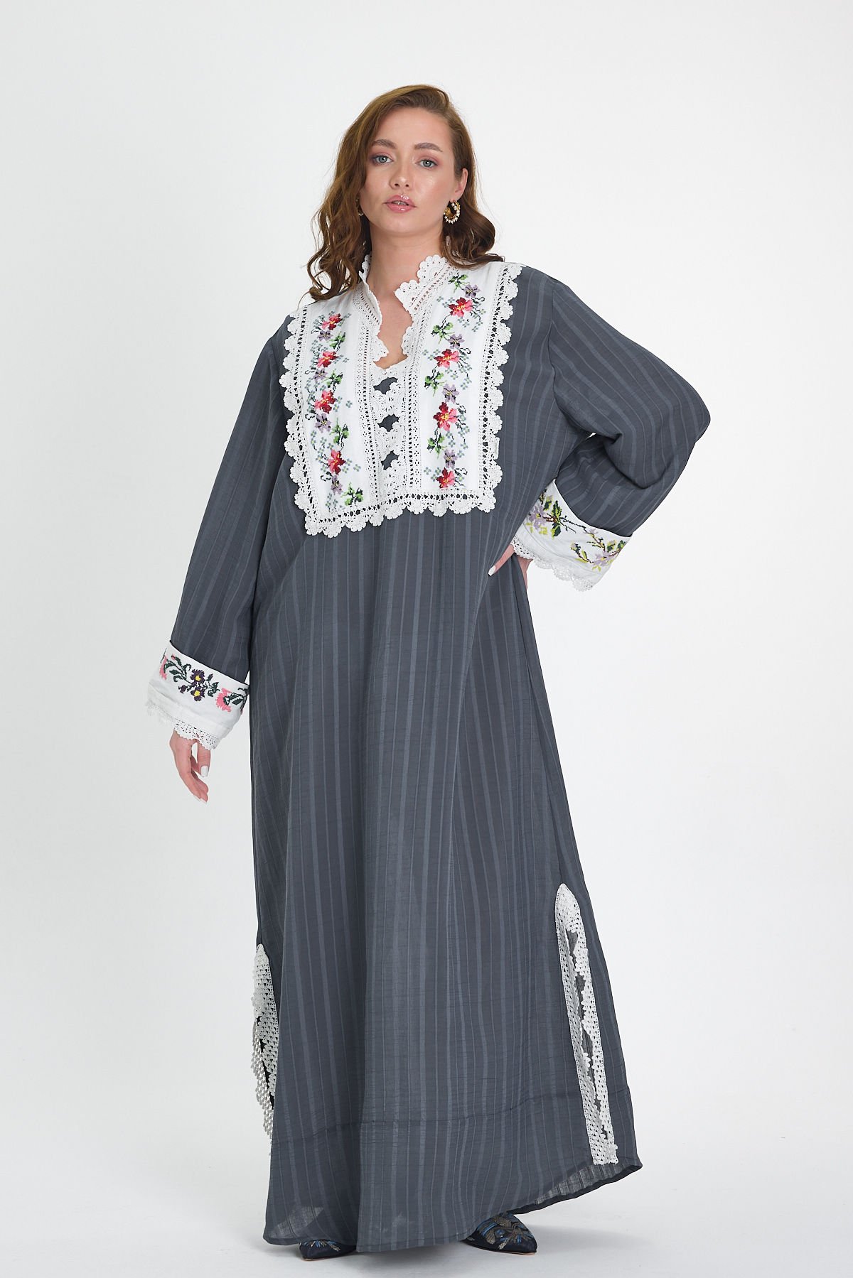 Patchwork  Cotton Fabric Semi-Antique Detailed Dress