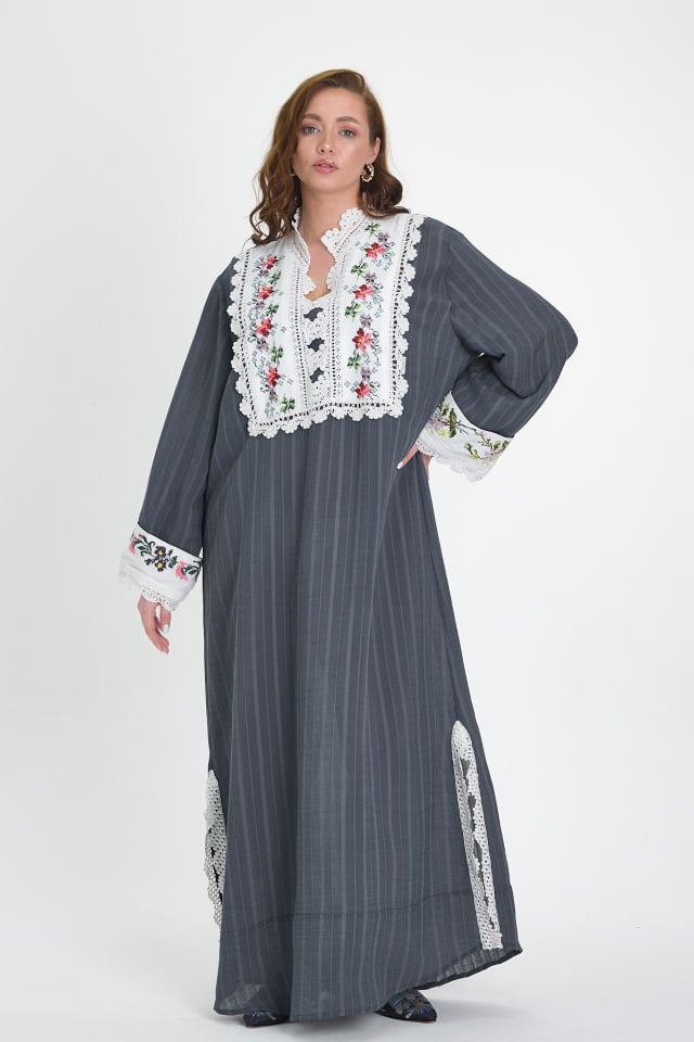Patchwork  Cotton Fabric Semi-Antique Detailed Dress