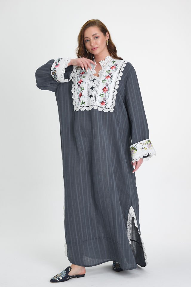 Patchwork  Cotton Fabric Semi-Antique Detailed Dress