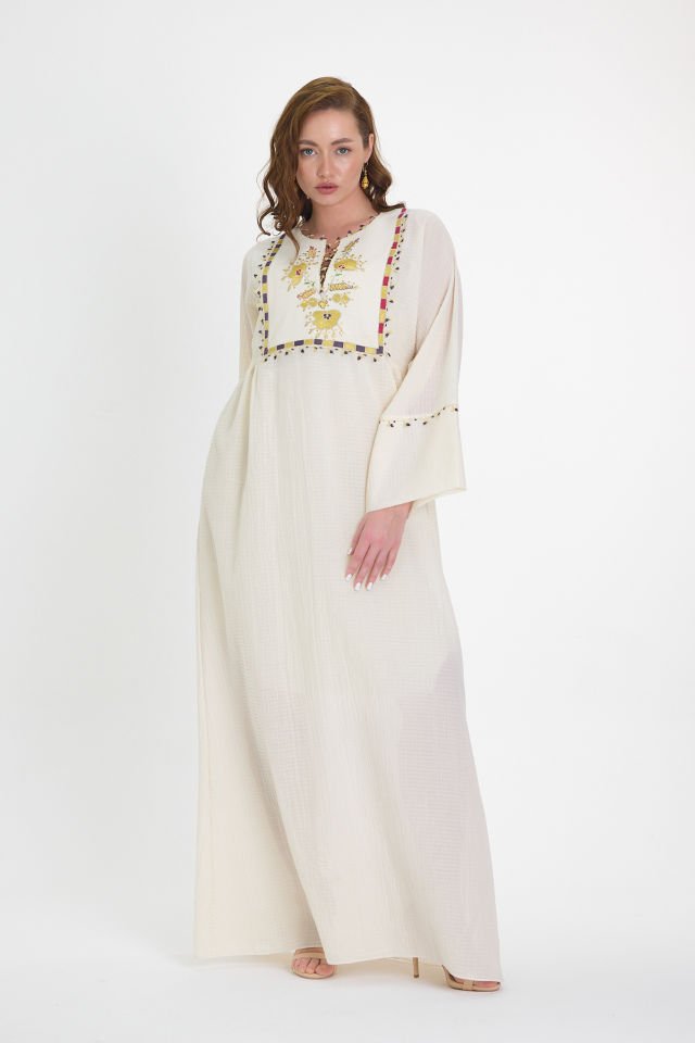 Handmade Silk Fabric Dress with Ottoman Motifs
