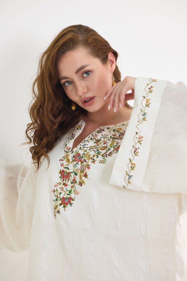 Handmade Silk Dress with Ottoman Motifs