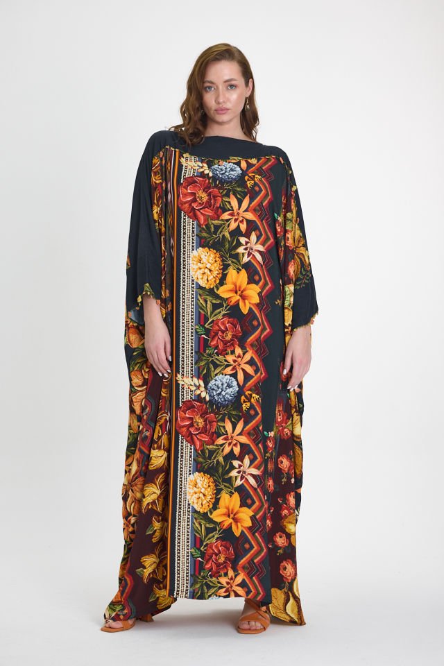 Cotton Fabric Jalabiya with Exclusive Floral Pattern & Antique Needle Lace