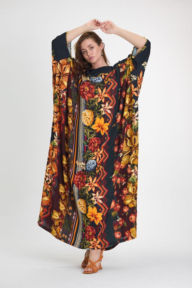 Cotton Fabric Jalabiya with Exclusive Floral Pattern & Antique Needle Lace