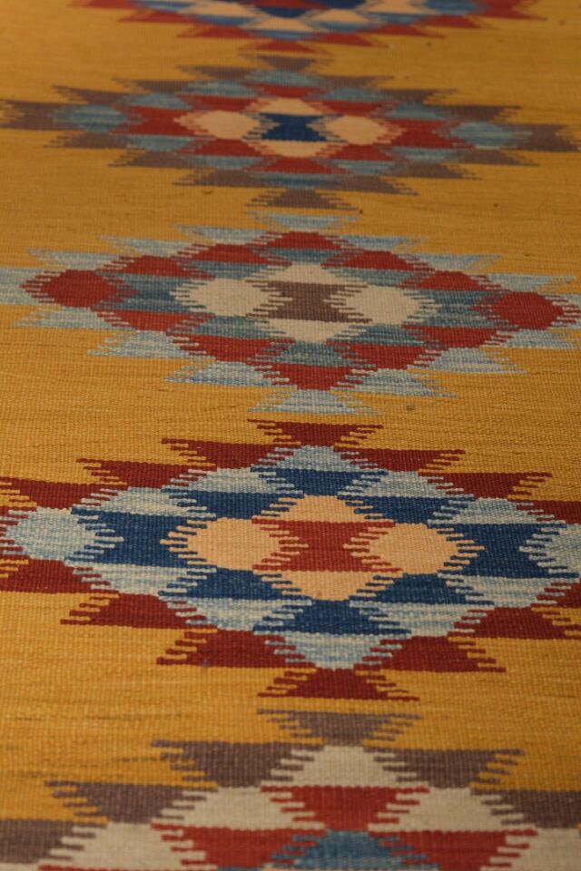 Aegean Handwoven Wool Runner Rug – Geometric Anatolian Medallion Design