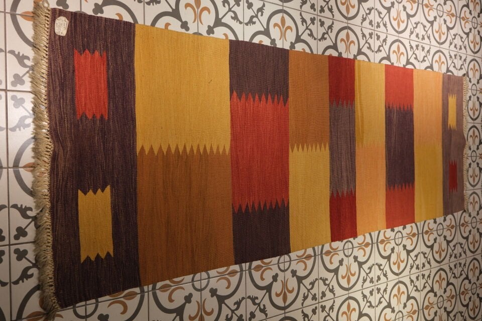 Aegean Handwoven Wool & Mohair Runner Rug – Modern Block Pattern