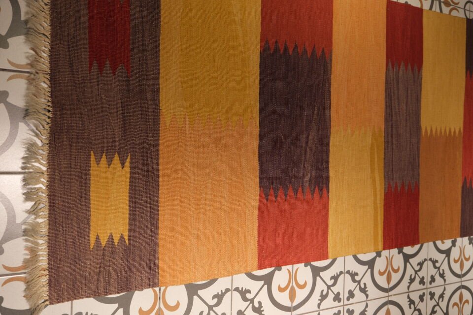 Aegean Handwoven Wool & Mohair Runner Rug – Modern Block Pattern