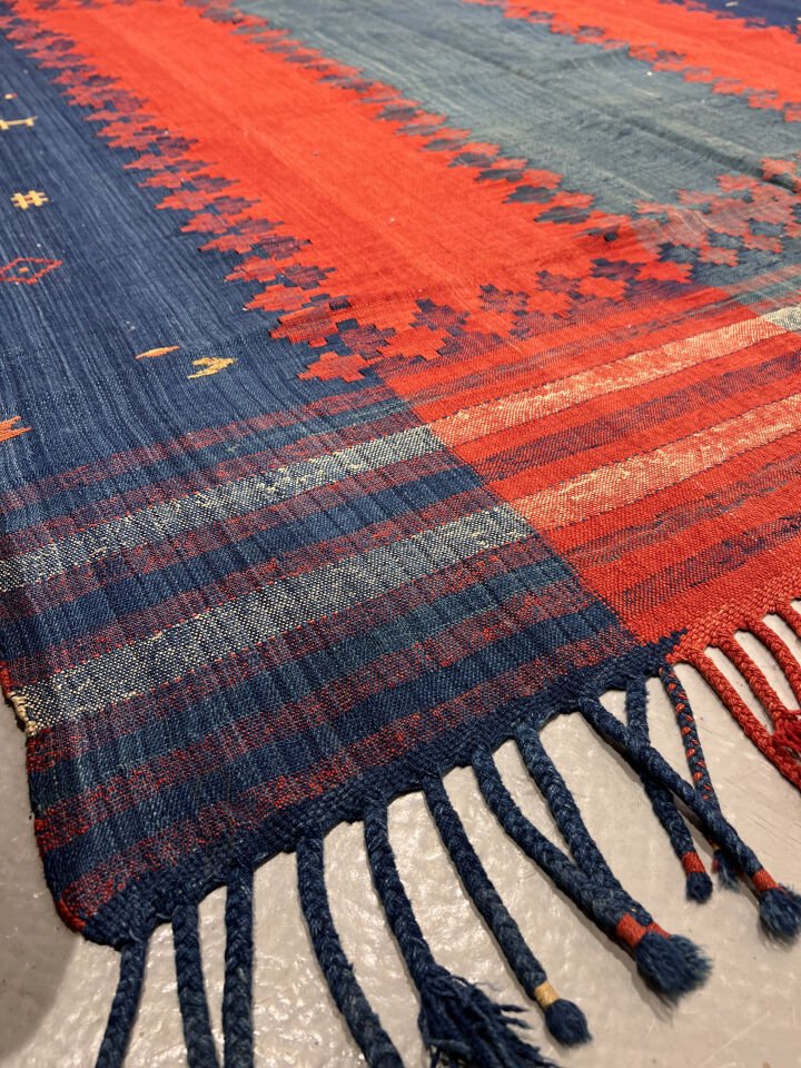 Hand-Spun Wool Caucasian Kilim – Natural Vegetable Dyes & Sumak Motifs | Replica of Antique Caucasian Design