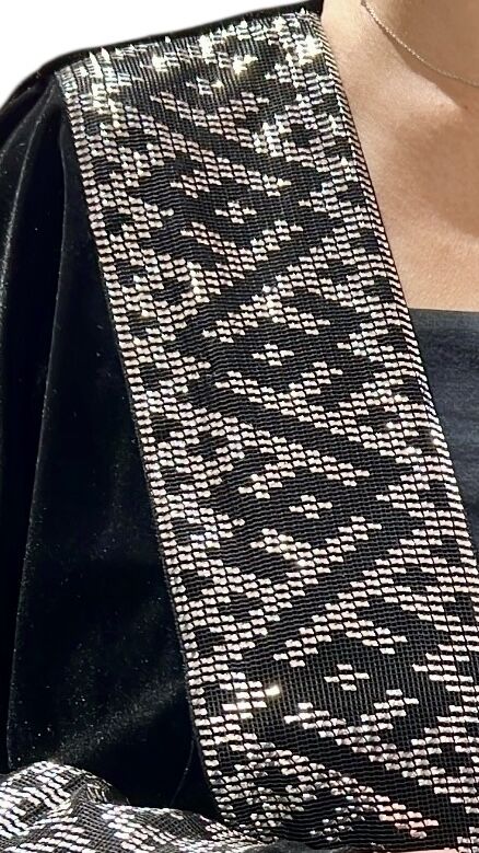 Velvet Abaya – Handcrafted Tel Kirma (Metal Thread Beadwork) | One-of-a-Kind