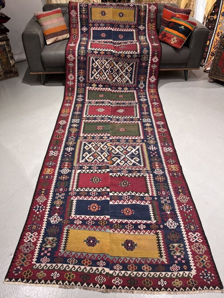Antique Erzurum Kilim (Circa 1850s) – Natural Dyes & Hand-Spun Wool | Tribal Panel Design