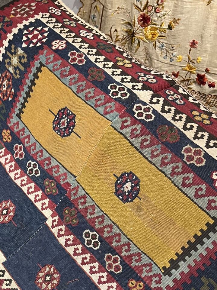 Antique Erzurum Kilim (Circa 1850s) – Natural Dyes & Hand-Spun Wool | Tribal Panel Design
