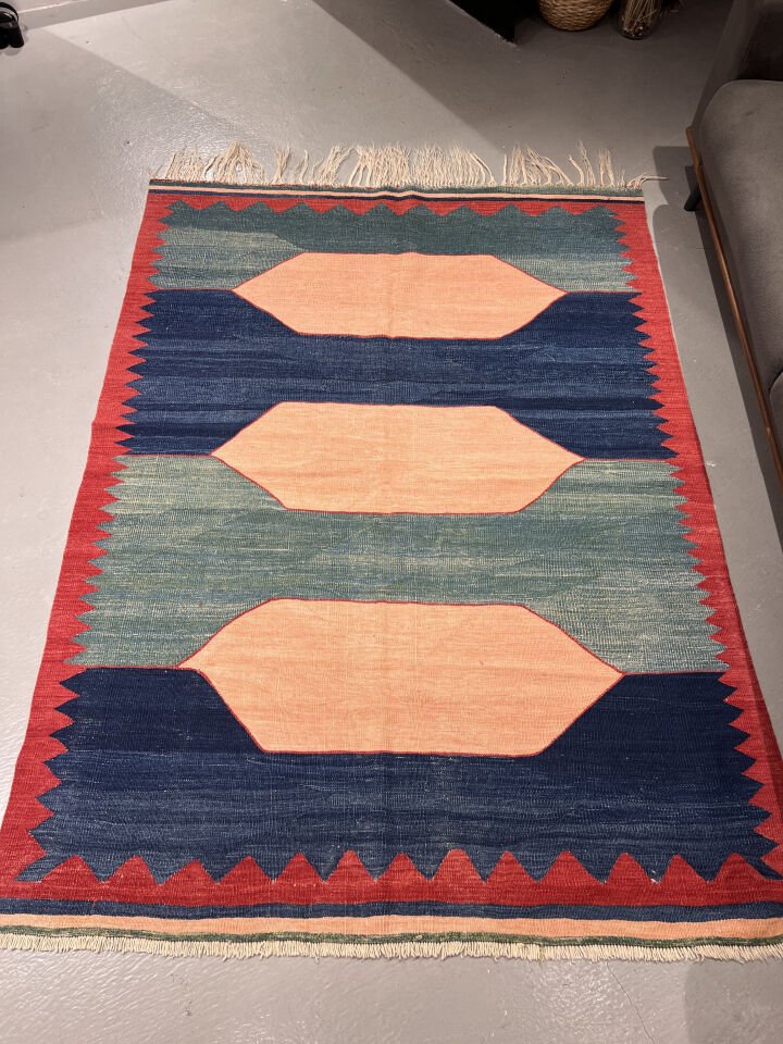 Handwoven Turkish Kilim Inspired by Antique Qashqai Patterns