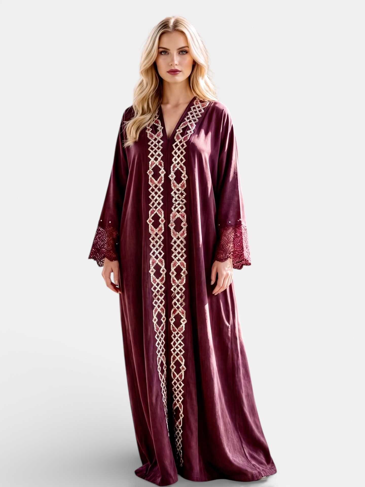 Washed Silk Cherry Burgundy Abaya