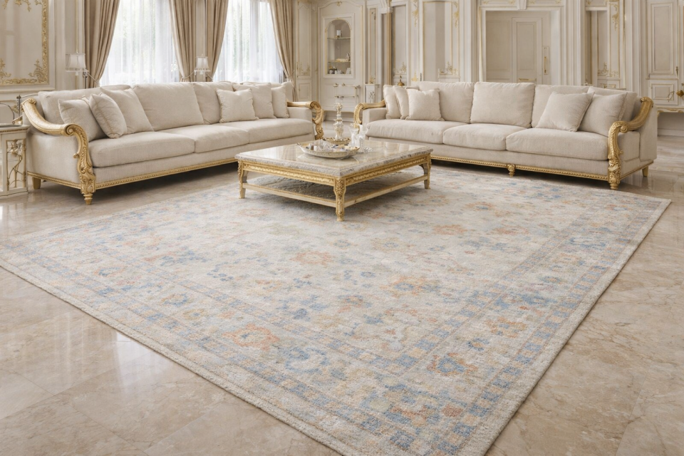 Pastel Oushak Wool Rug
