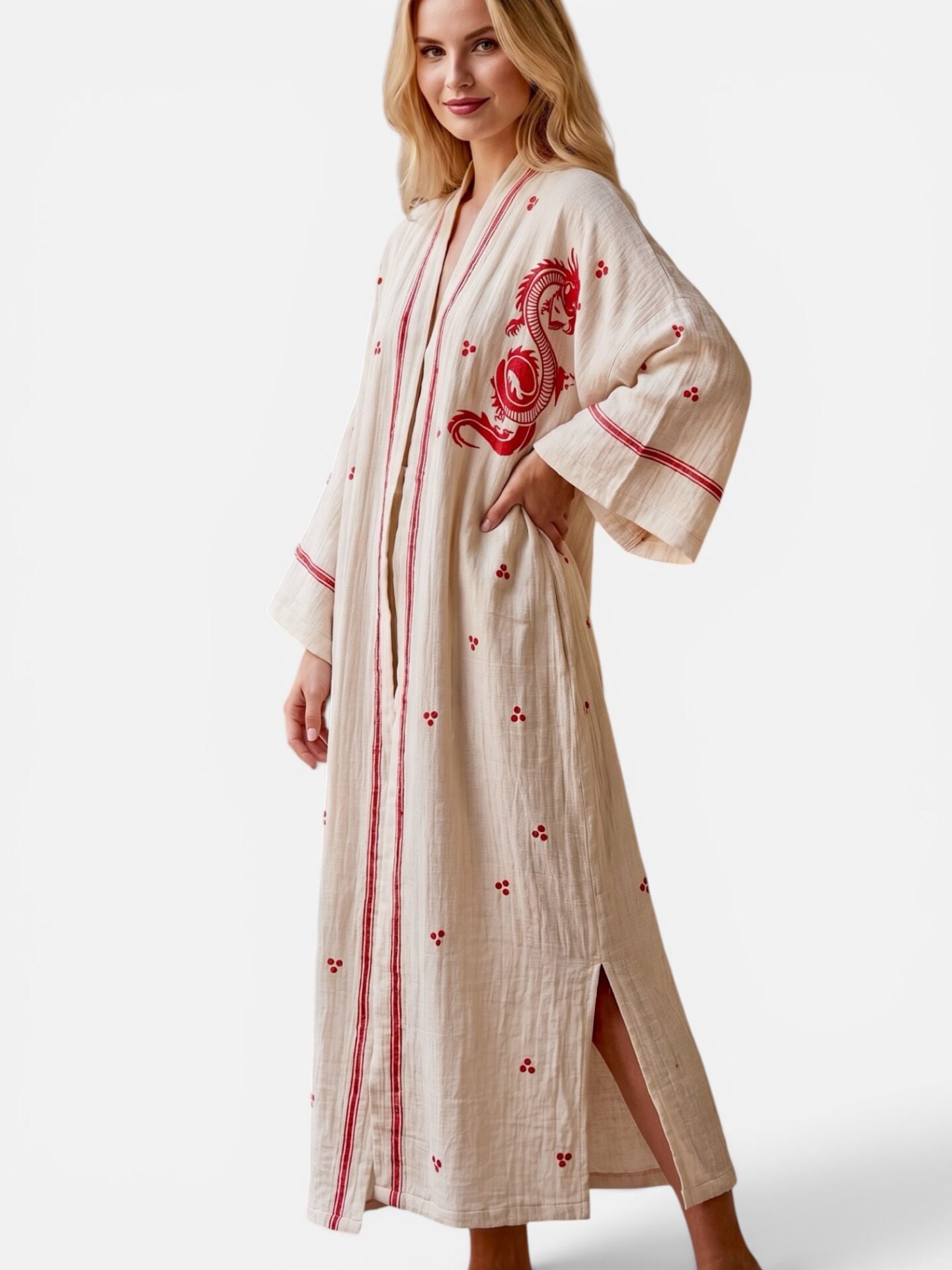 One-of-a-Kind Hand Block Printed Cotton Kimono – Artisan Made