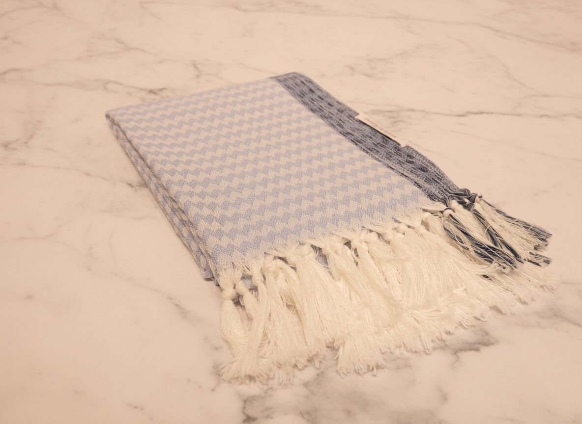 Dusty Blue Chevron Peshtemal