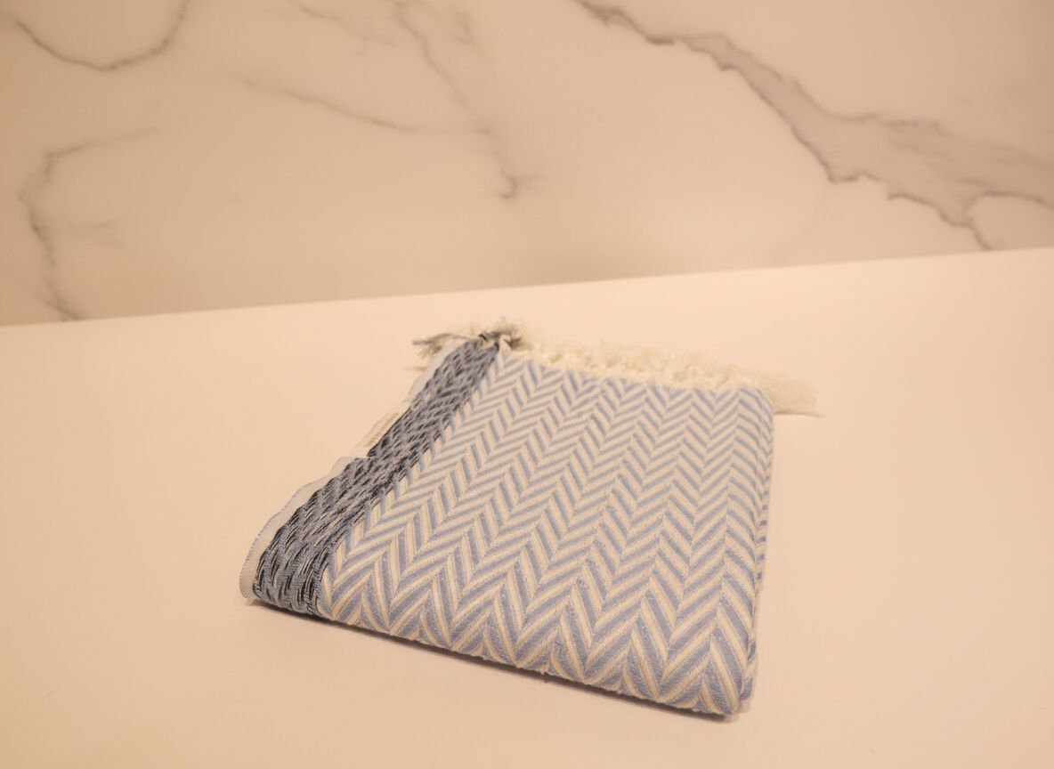 Dusty Blue Chevron Peshtemal-Classic