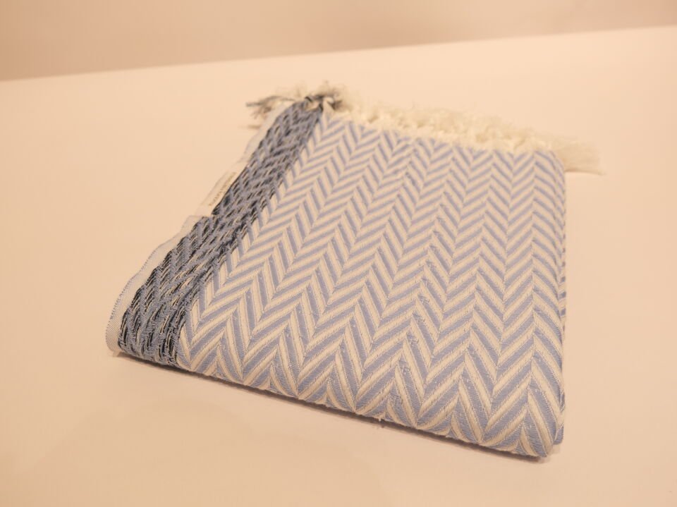 Dusty Blue Chevron Peshtemal-Classic
