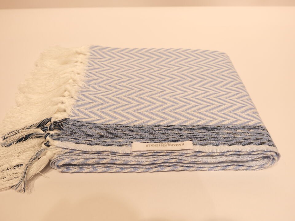 Dusty Blue Chevron Peshtemal-Classic