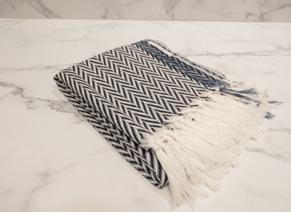 Navy Blue Chevron Peshtemal